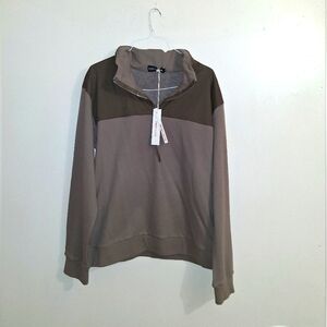 NWT Embellish Quarter Zip Two Tone Sweatshirt Cotton Blend For Men Sz XL